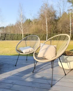 Outlet Beliani ACAPULCO II Rattan sintetico (PE) Grigio chiaro Grigio Nero