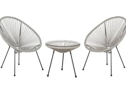 Outlet Beliani ACAPULCO II Rattan sintetico (PE) Grigio chiaro Grigio Nero