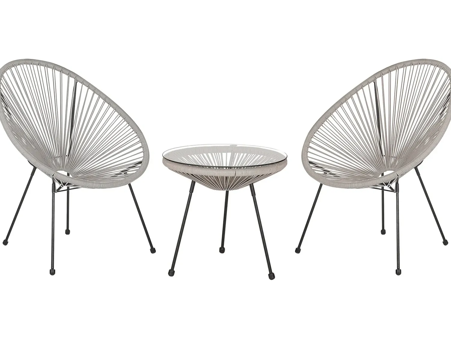 Outlet Beliani ACAPULCO II Rattan sintetico (PE) Grigio chiaro Grigio Nero