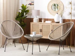 Outlet Beliani ACAPULCO II Rattan sintetico (PE) Grigio chiaro Grigio Nero