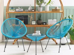Outlet Beliani ACAPULCO II Rattan sintetico (PE) Blu Blu Nero