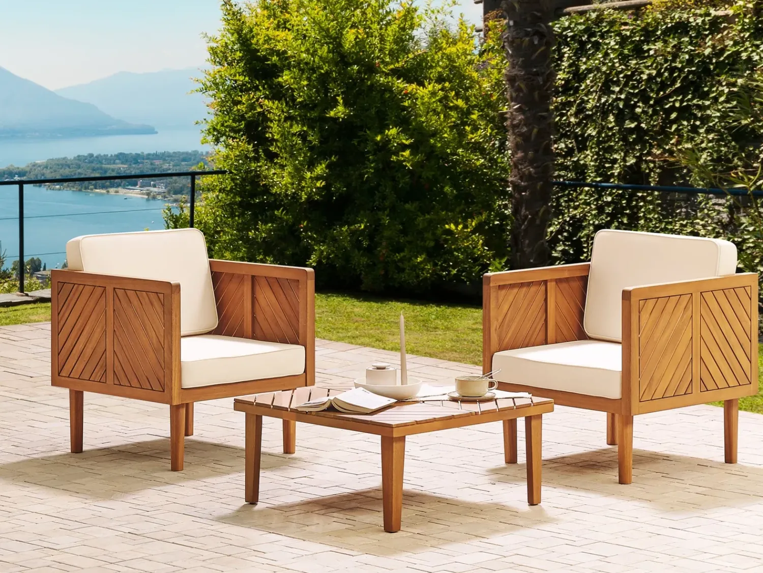 Online Beliani con cuscini BARATTI Legno d'acacia Marrone Beige Marrone