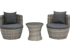 Hot Beliani Set bistrot con cuscini CAPRI Rattan sintetico (PE) Grigio