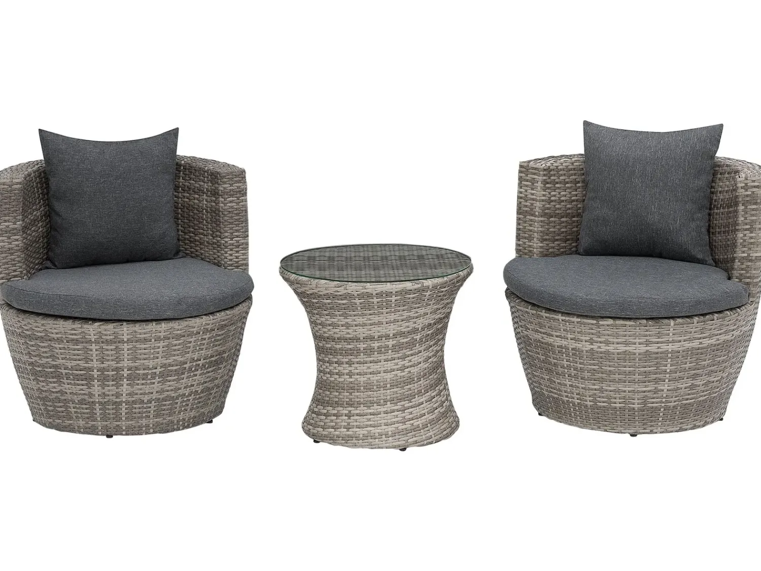 Hot Beliani Set bistrot con cuscini CAPRI Rattan sintetico (PE) Grigio