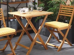 Beliani Set bistrot con cuscini FIJI Legno d'acacia Giallo Bianco Giallo Marrone