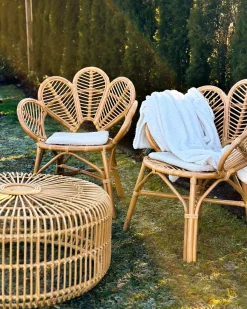 Discount Beliani Set bistrot con cuscini FLORENTINE / LIMNI Rattan Beige Beige Beige Naturale
