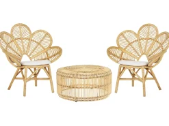 Discount Beliani Set bistrot con cuscini FLORENTINE / LIMNI Rattan Beige Beige Beige Naturale