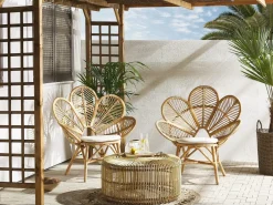 Discount Beliani Set bistrot con cuscini FLORENTINE / LIMNI Rattan Beige Beige Beige Naturale