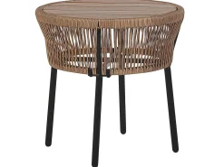 Online Beliani Set bistrot con cuscini GARGANO Rattan sintetico (PE) Marrone chiaro Marrone Grigio