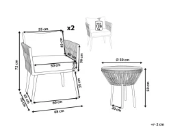 Online Beliani Set bistrot con cuscini GARGANO Rattan sintetico (PE) Marrone chiaro Marrone Grigio