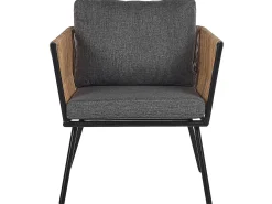 Online Beliani Set bistrot con cuscini GARGANO Rattan sintetico (PE) Marrone chiaro Marrone Grigio