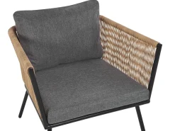 Online Beliani Set bistrot con cuscini GARGANO Rattan sintetico (PE) Marrone chiaro Marrone Grigio