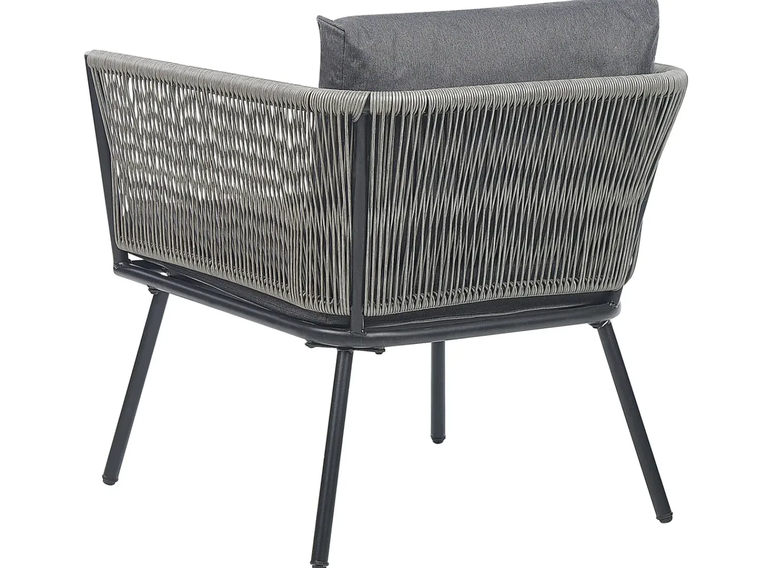 Discount Beliani Set bistrot con cuscini GARGANO Rattan sintetico (PE) Grigio Grigio Nero