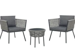 Discount Beliani Set bistrot con cuscini GARGANO Rattan sintetico (PE) Grigio Grigio Nero