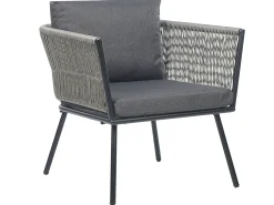 Discount Beliani Set bistrot con cuscini GARGANO Rattan sintetico (PE) Grigio Grigio Nero