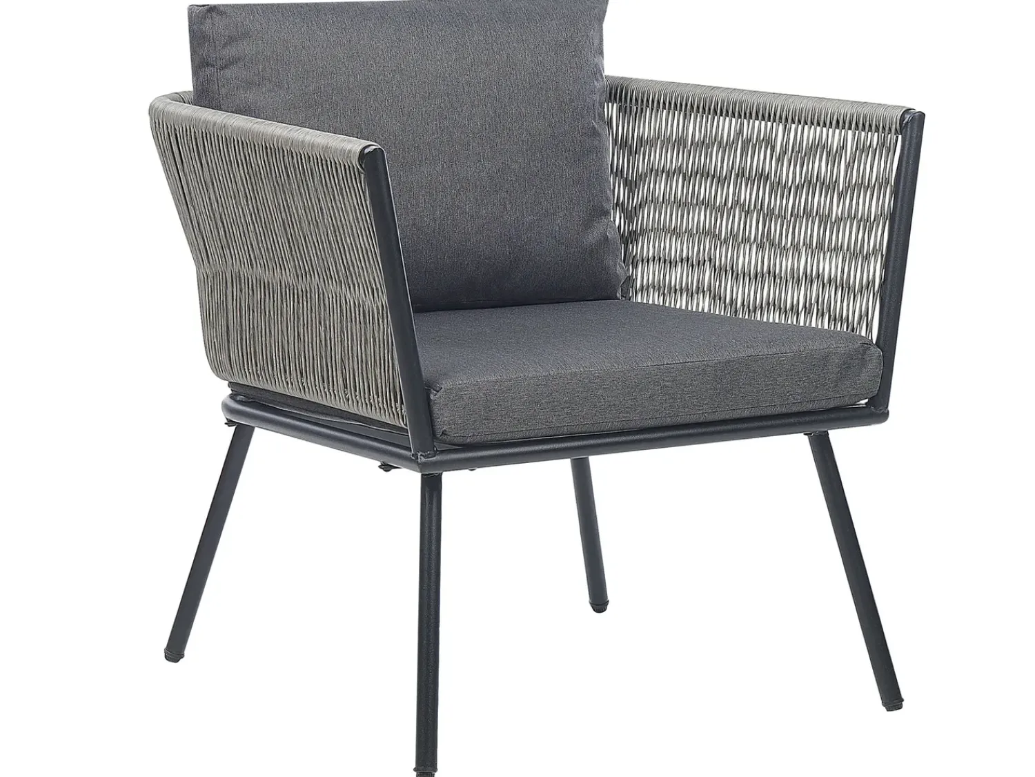 Discount Beliani Set bistrot con cuscini GARGANO Rattan sintetico (PE) Grigio Grigio Nero