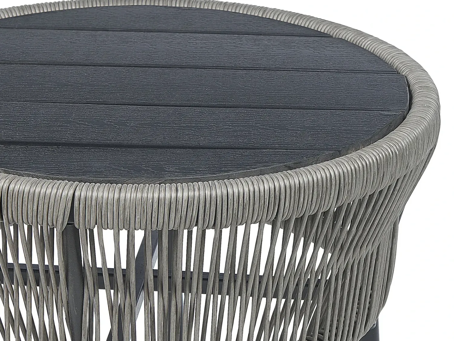 Discount Beliani Set bistrot con cuscini GARGANO Rattan sintetico (PE) Grigio Grigio Nero