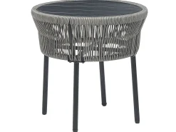 Discount Beliani Set bistrot con cuscini GARGANO Rattan sintetico (PE) Grigio Grigio Nero
