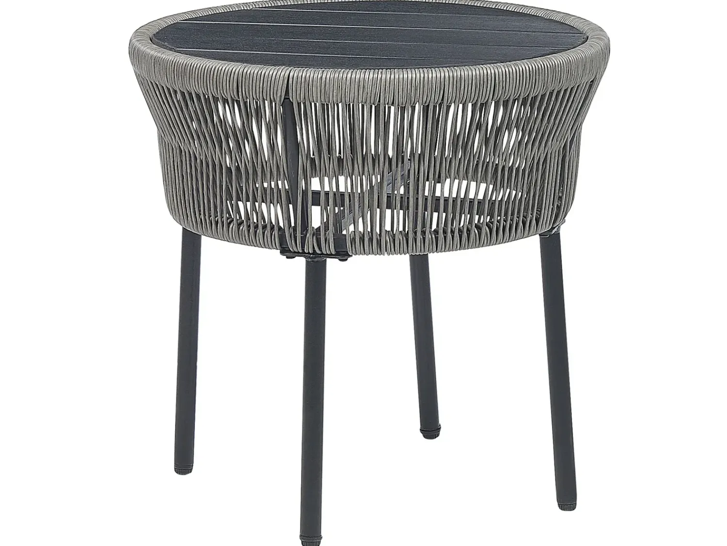 Discount Beliani Set bistrot con cuscini GARGANO Rattan sintetico (PE) Grigio Grigio Nero