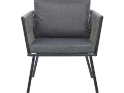 Discount Beliani Set bistrot con cuscini GARGANO Rattan sintetico (PE) Grigio Grigio Nero