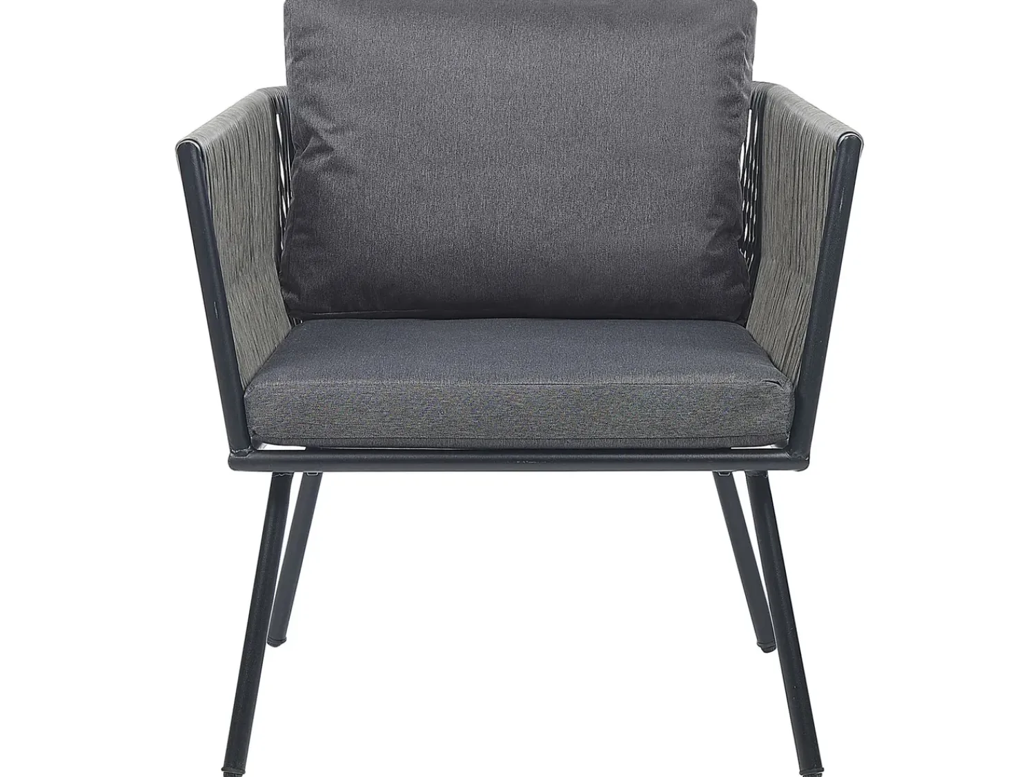 Discount Beliani Set bistrot con cuscini GARGANO Rattan sintetico (PE) Grigio Grigio Nero
