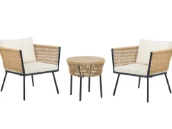 Clearance Beliani Set bistrot con cuscini GARGANO Rattan sintetico (PE) Naturale Beige Naturale
