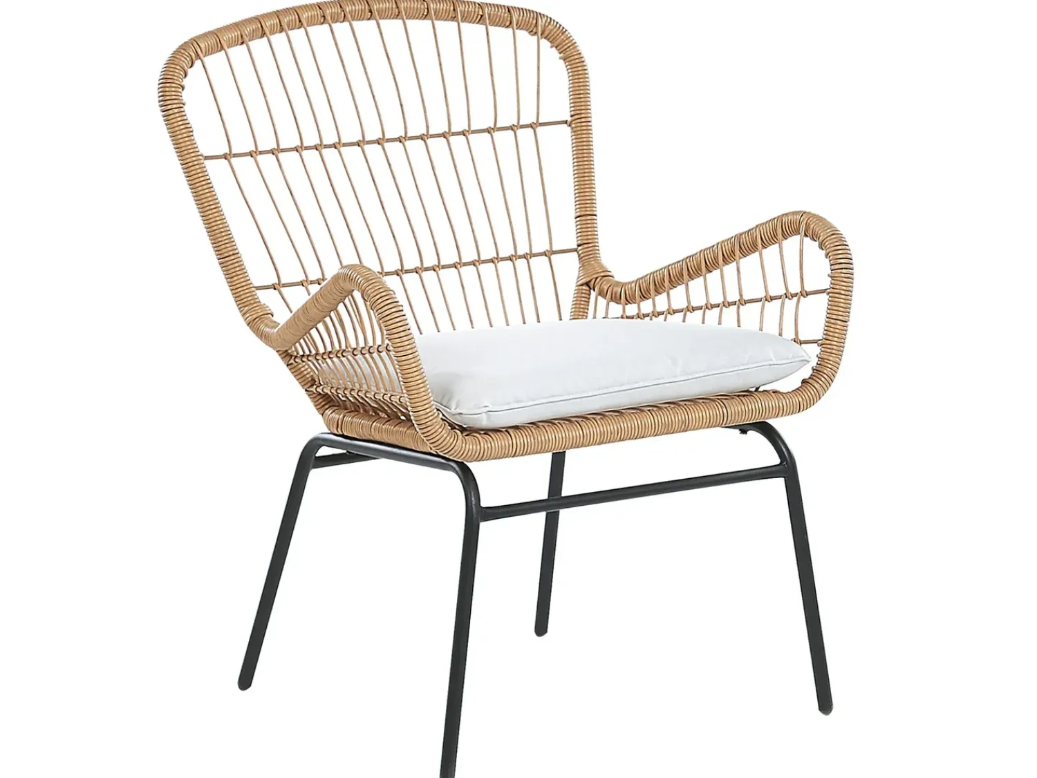 Sale Beliani Set bistrot con cuscini LABICO Rattan sintetico (PE) Marrone chiaro Beige Beige Naturale Nero