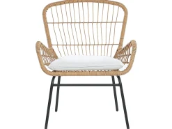 Sale Beliani Set bistrot con cuscini LABICO Rattan sintetico (PE) Marrone chiaro Beige Beige Naturale Nero