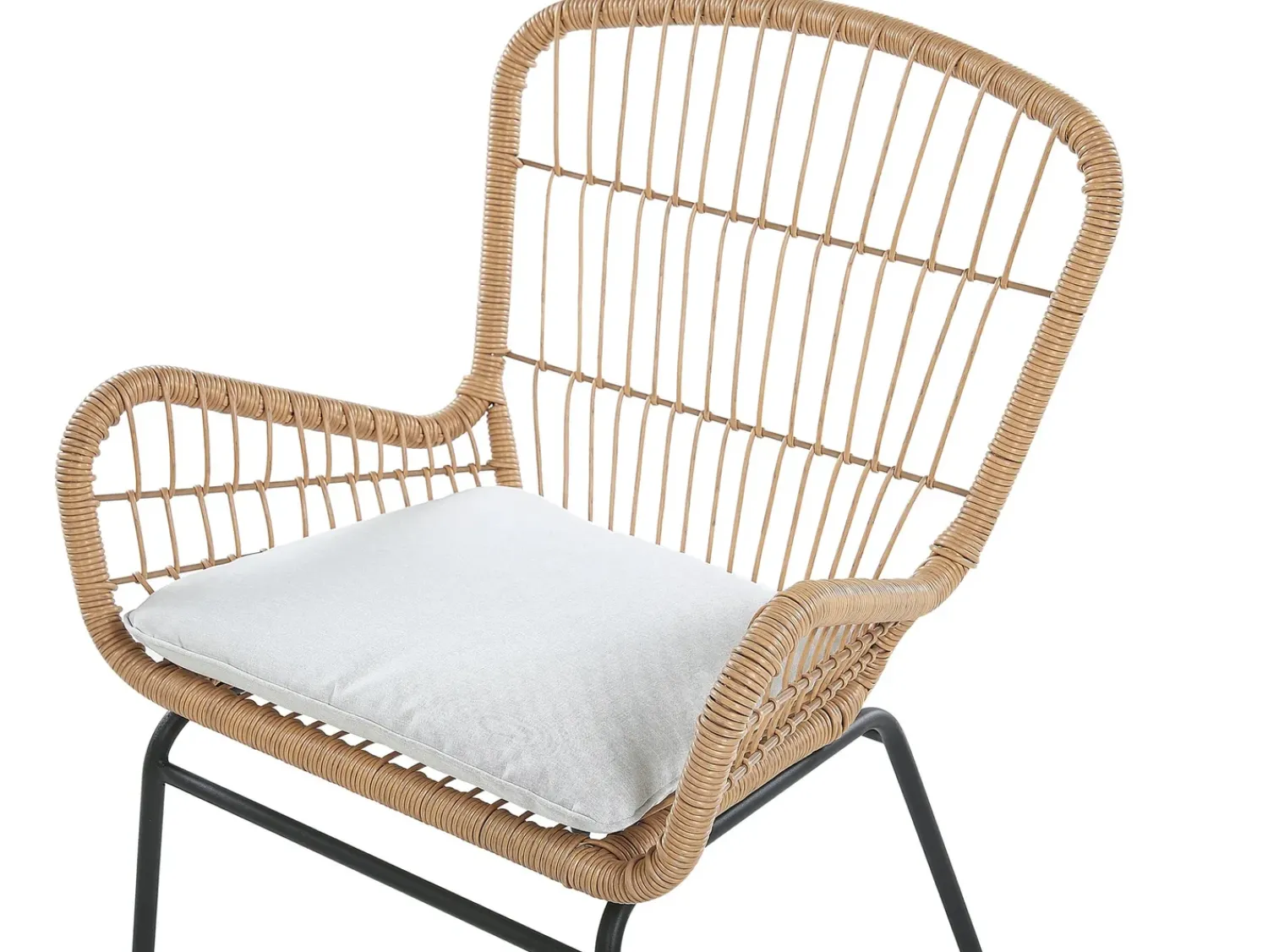 Sale Beliani Set bistrot con cuscini LABICO Rattan sintetico (PE) Marrone chiaro Beige Beige Naturale Nero