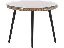 Clearance Beliani Set bistrot con cuscini LAURETO Rattan sintetico (PE) Naturale Beige Marrone Nero