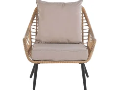 Clearance Beliani Set bistrot con cuscini LAURETO Rattan sintetico (PE) Naturale Beige Marrone Nero