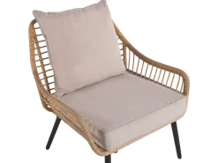Clearance Beliani Set bistrot con cuscini LAURETO Rattan sintetico (PE) Naturale Beige Marrone Nero