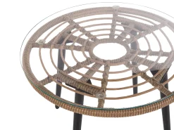 Clearance Beliani Set bistrot con cuscini LAURETO Rattan sintetico (PE) Naturale Beige Marrone Nero