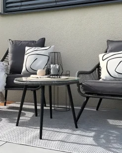 Online Beliani Set bistrot con cuscini LAURETO Rattan sintetico (PE) Grigio