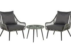 Online Beliani Set bistrot con cuscini LAURETO Rattan sintetico (PE) Grigio