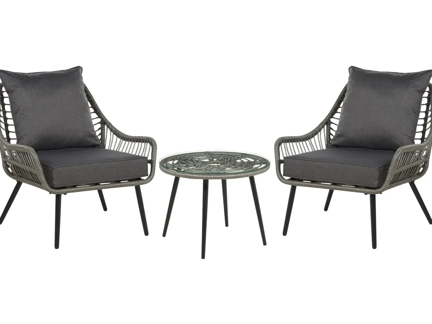 Online Beliani Set bistrot con cuscini LAURETO Rattan sintetico (PE) Grigio