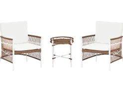 Hot Beliani Set bistrot con cuscini LEVICO Metallo Bianco Bianco Marrone