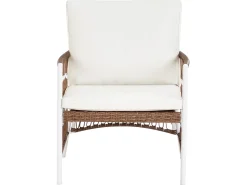 Hot Beliani Set bistrot con cuscini LEVICO Metallo Bianco Bianco Marrone