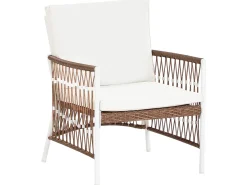 Hot Beliani Set bistrot con cuscini LEVICO Metallo Bianco Bianco Marrone