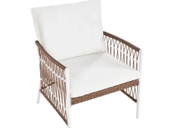 Hot Beliani Set bistrot con cuscini LEVICO Metallo Bianco Bianco Marrone