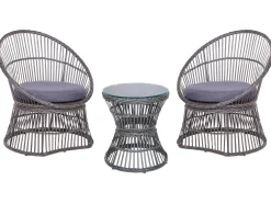 Outlet Beliani Set bistrot con cuscini MESYNA Rattan sintetico (PE) Tortora Beige Grigio