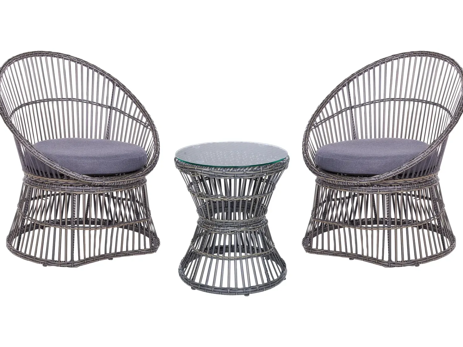 Outlet Beliani Set bistrot con cuscini MESYNA Rattan sintetico (PE) Tortora Beige Grigio