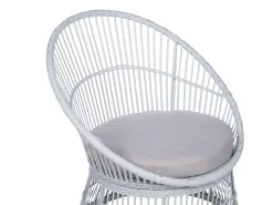 Clearance Beliani Set bistrot con cuscini MESYNA Rattan sintetico (PE) Bianco Beige Bianco