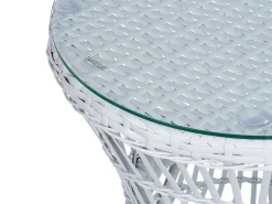 Clearance Beliani Set bistrot con cuscini MESYNA Rattan sintetico (PE) Bianco Beige Bianco