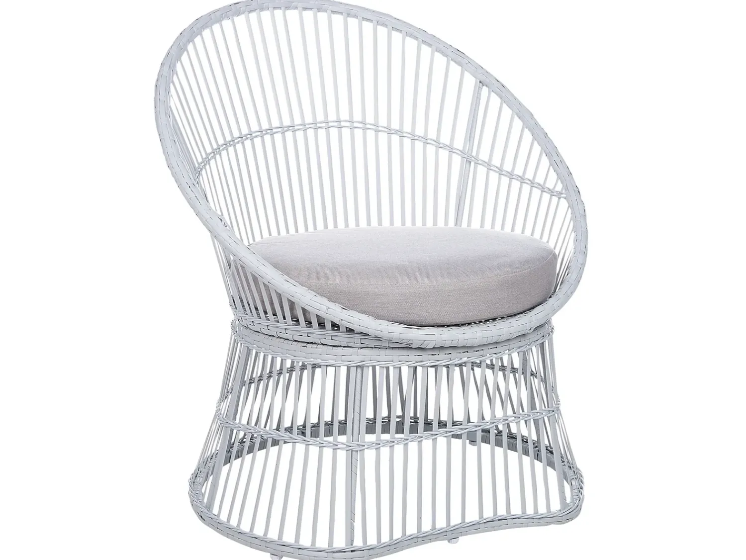 Clearance Beliani Set bistrot con cuscini MESYNA Rattan sintetico (PE) Bianco Beige Bianco
