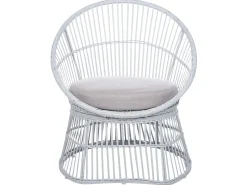 Clearance Beliani Set bistrot con cuscini MESYNA Rattan sintetico (PE) Bianco Beige Bianco