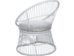 Clearance Beliani Set bistrot con cuscini MESYNA Rattan sintetico (PE) Bianco Beige Bianco