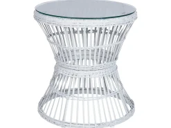 Clearance Beliani Set bistrot con cuscini MESYNA Rattan sintetico (PE) Bianco Beige Bianco