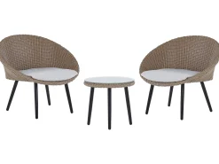 Best Beliani Set bistrot con cuscini ORTIGIA Rattan sintetico (PE) Beige chiaro Beige Beige Naturale Nero
