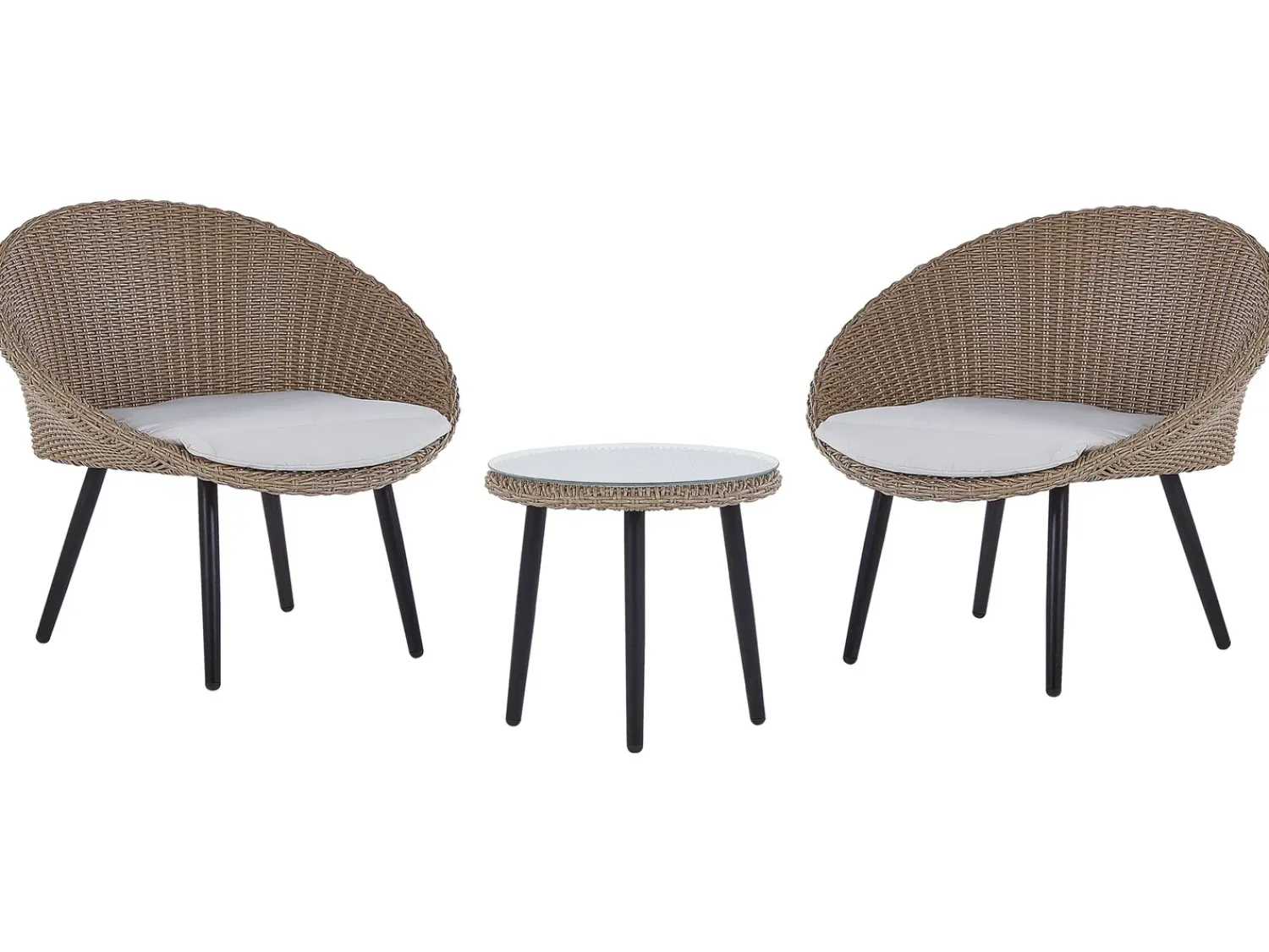 Best Beliani Set bistrot con cuscini ORTIGIA Rattan sintetico (PE) Beige chiaro Beige Beige Naturale Nero